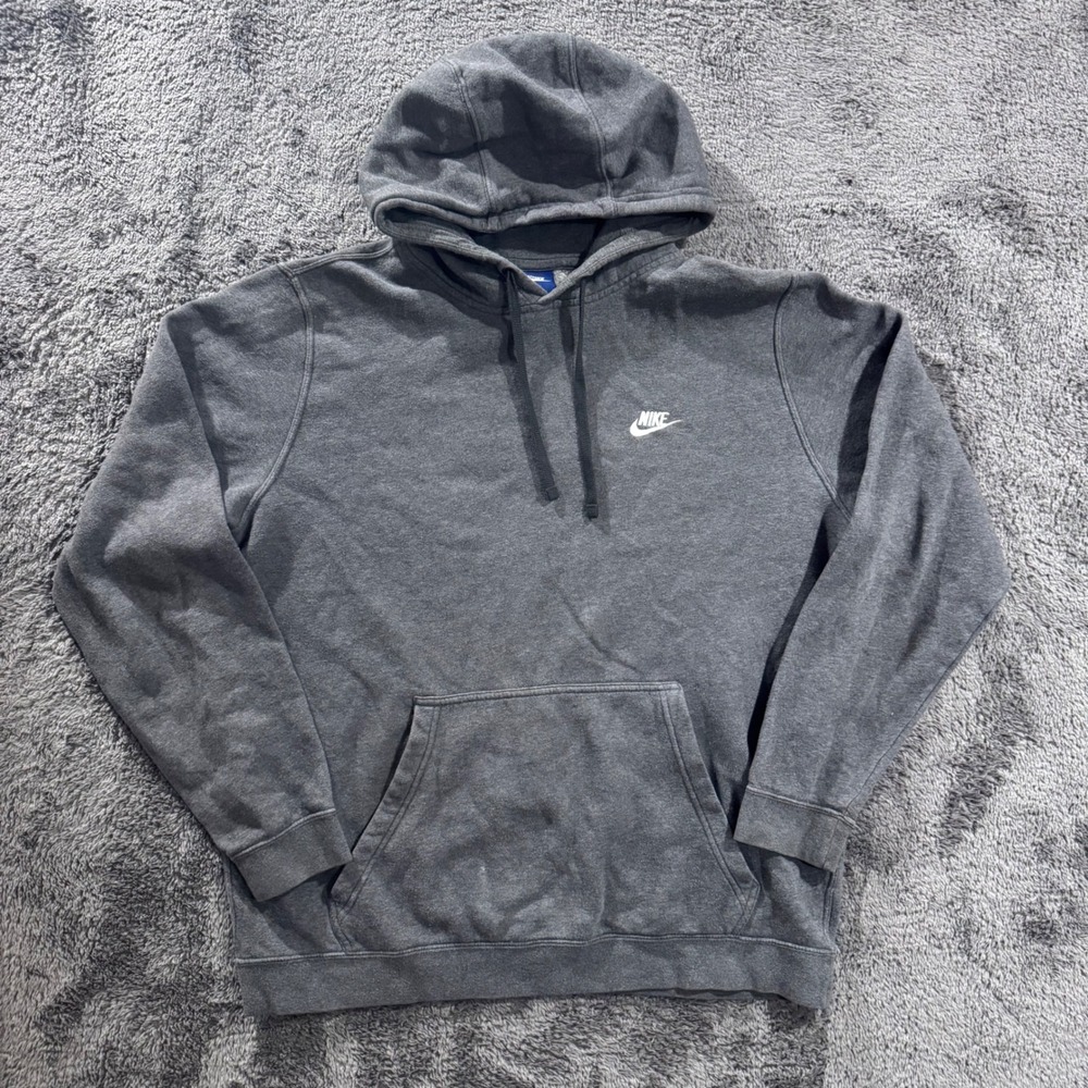Nike Mens Sportswear Club Fleece Pullover Hoodie Charcoal Gray XL